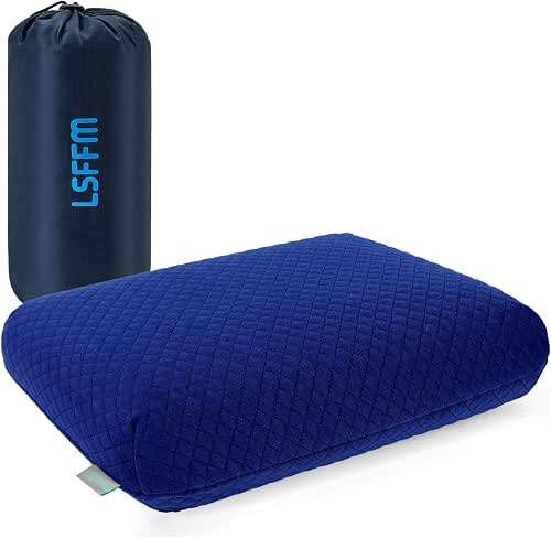 Memory Foam Travel Pillow 9.8"x15.7" Compact Camping Pillow, Stable &