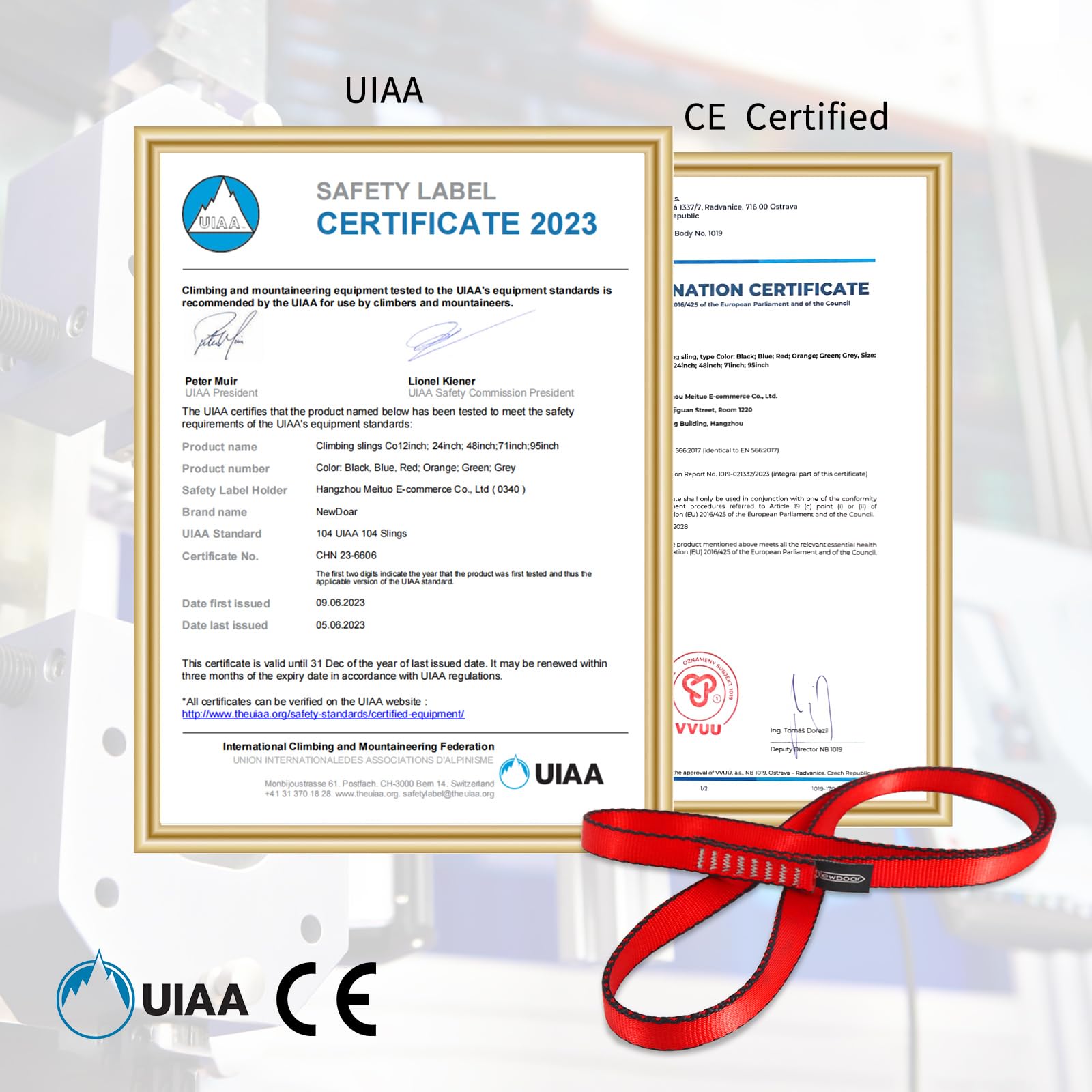 NewDoar Escalade Sling 16mm Nylon Sling Runners ČSN EN566:2017&UIAA 104 Certifié 22KN 4840LB Escalade Cordon Utilitaire,Création d'un système d'ancres,Équipement de Rappel,Le Travail dans Les Arbres - 3