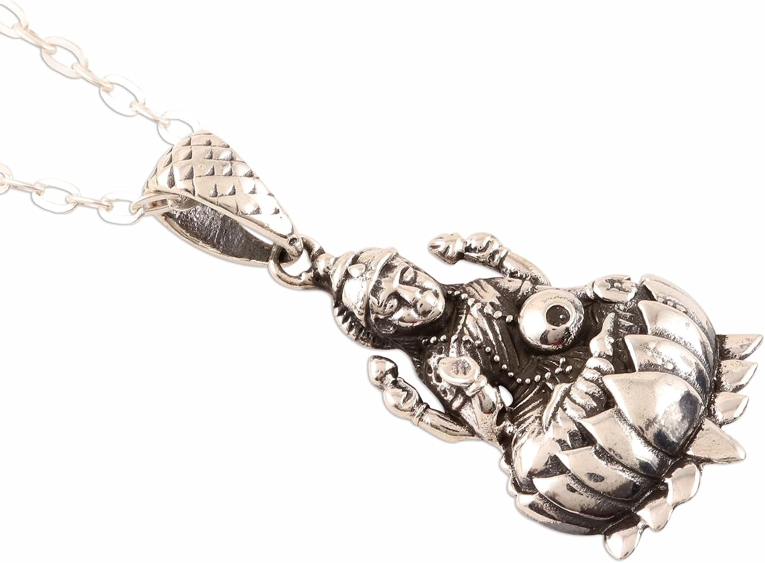 NOVICA No Stone .925 Sterling Silver Men's Pendant Necklace 'Glorious Lakshmi'