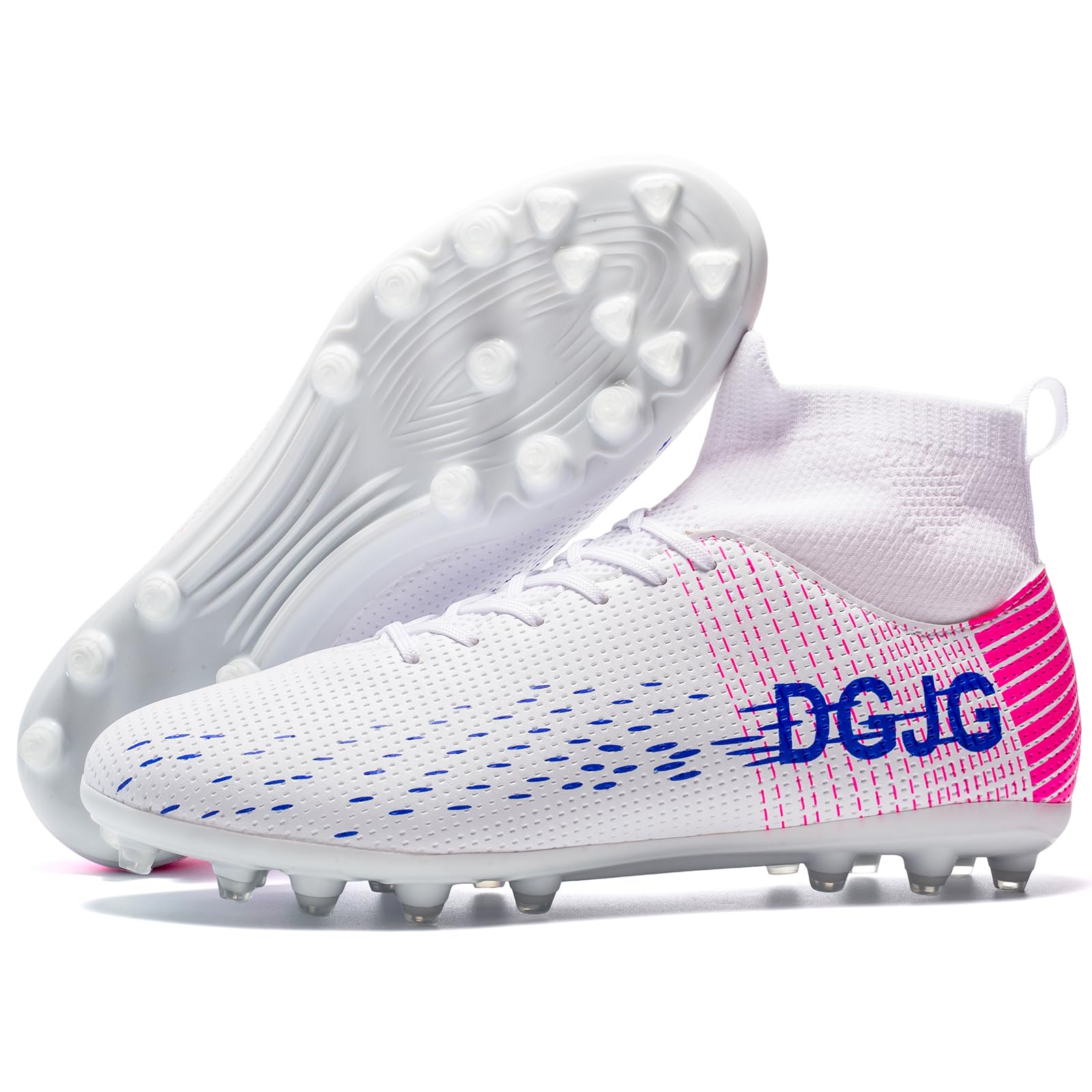DGJG Youth Soccer Cleats Mens Training Football Cleats Lightweight Womens High-top Soccer Shoes AG, Tacos de Futbol para Hombre