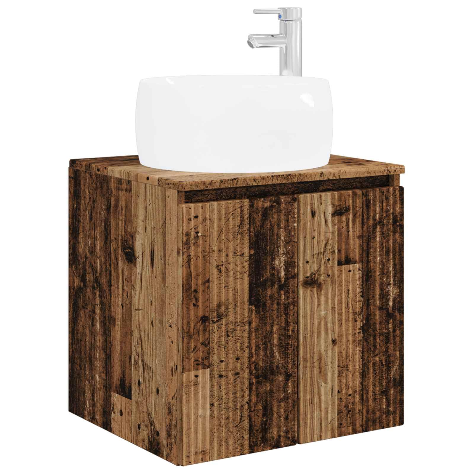 Lavabo con lavabo da parete, in legno anticato, 49,5 x 44,5 x 66