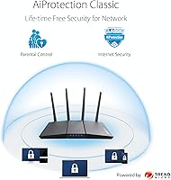 Vista 5 de ASUS RT-AX1800S Dual Band WiFi 6 Extendable Router, Subscription-Free Network Security, Parental Control, Built-in VPN, AiMesh Compatible, Gaming &