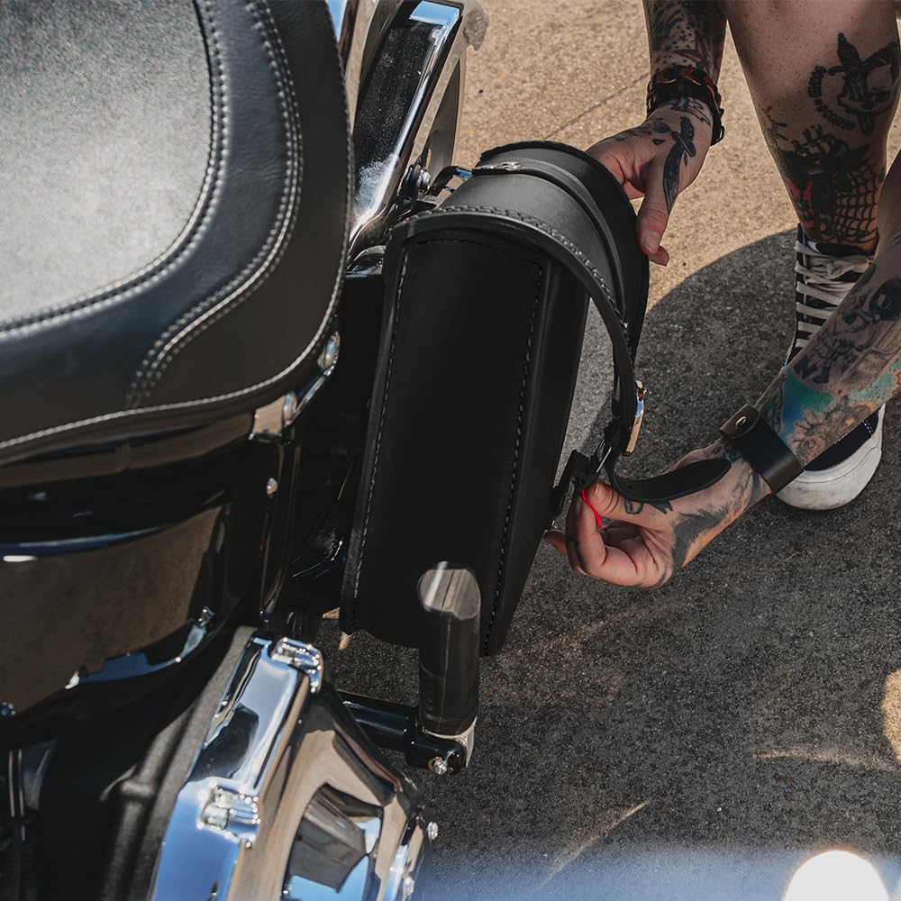 Ends Cuoio Borsa Laterale Moto In Vero Cuoio – 100% Made In Italy, Apertura Magnetica Per Harley Softail