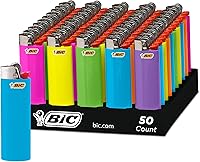 BIC Classic Pocket Lighters Assorted Fashion Colors 50 Count Tray - Reliable Child-Resistant Disposable Lighters