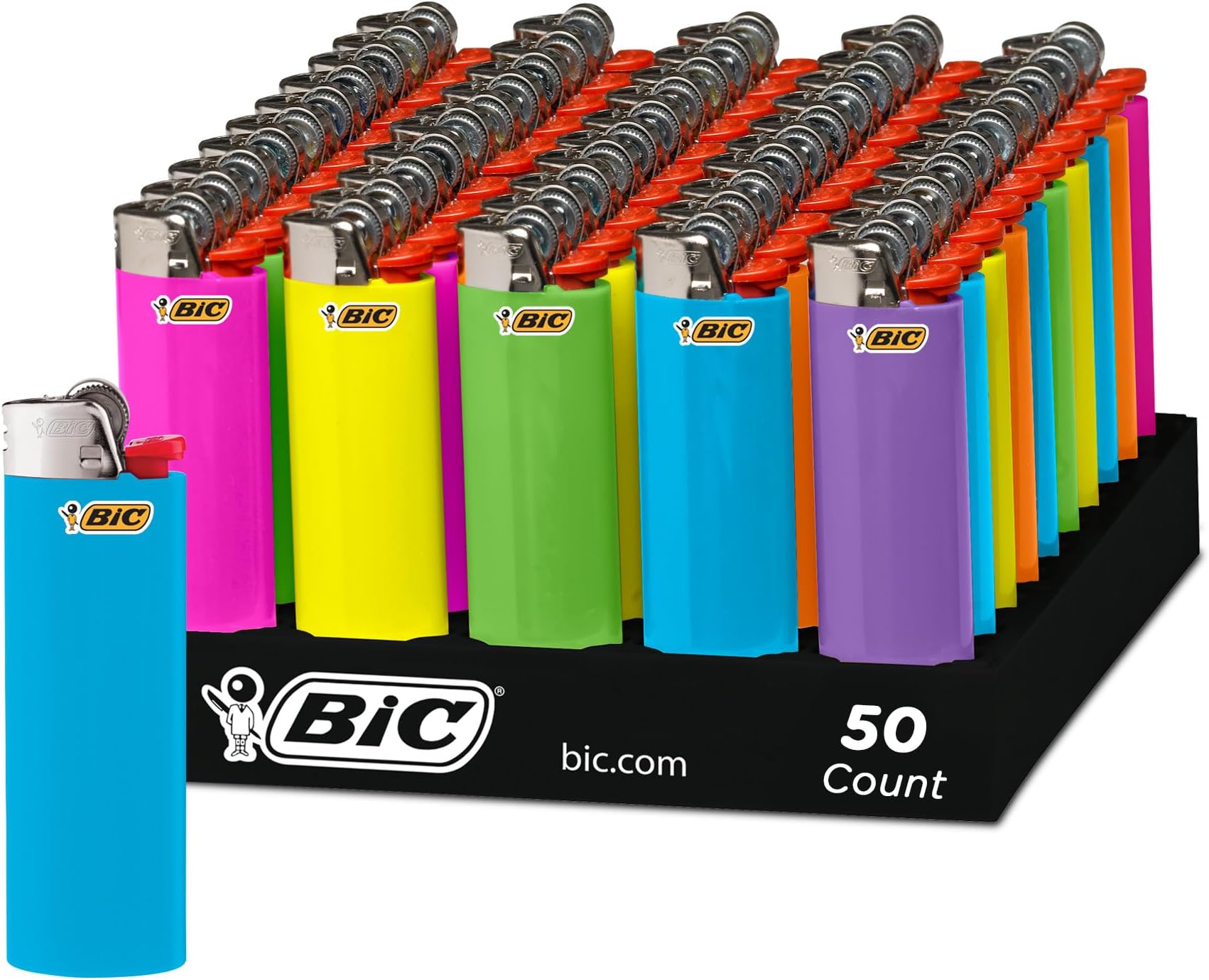 Classic Lighter, Fashion Assorted Colors, 50Count Tray