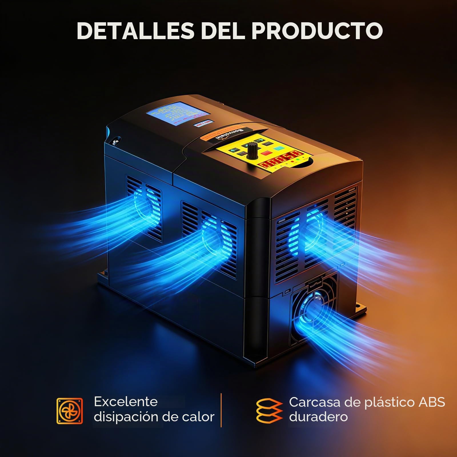 Bonvoisin Variador de Frecuencia Trifasico, 380V 2,2kW, Entrada Trifásica | VFD, 3HP, Regulador de Velocidad, Control Vectorial para Motor de Husillo CNC y Motores Industriales, Cable de Panel 100cm