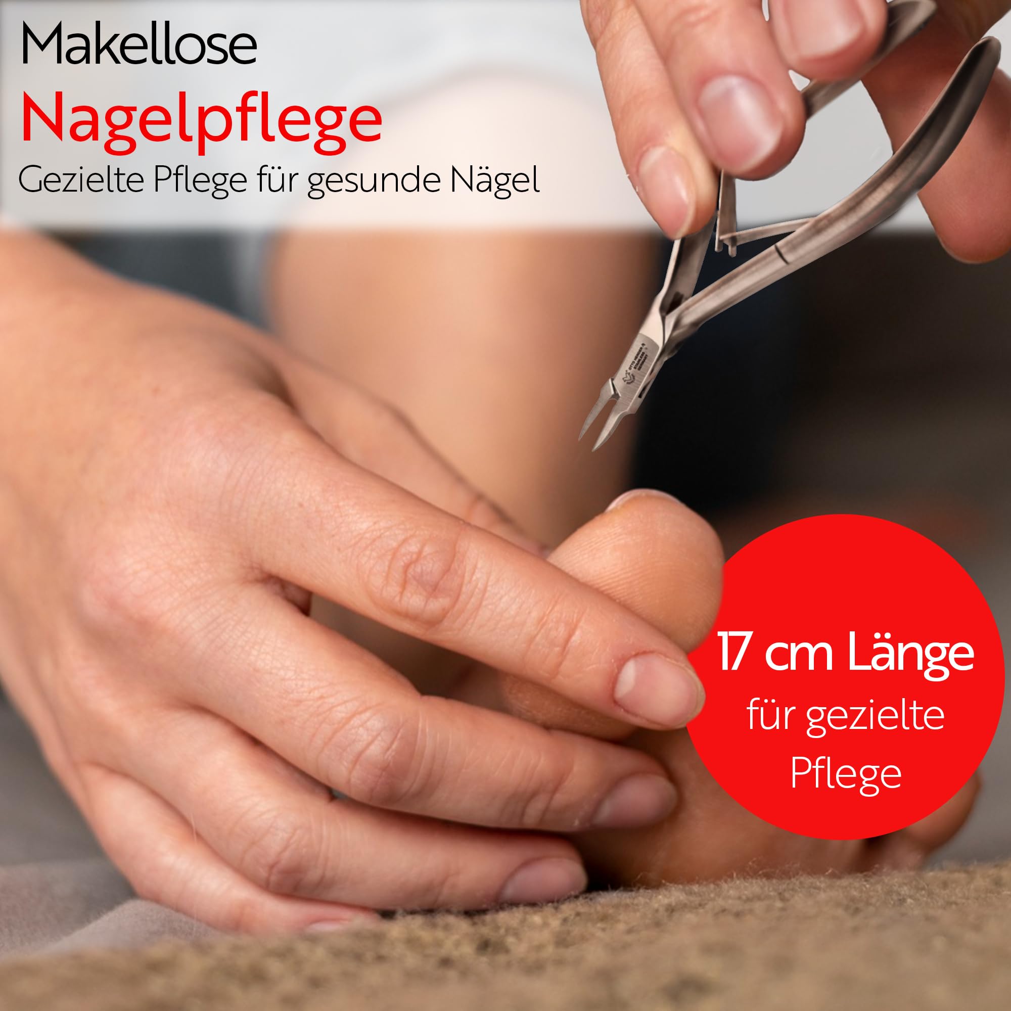 Otto Herder Manicure Nagelzange, Eckenzange mit dünnen Schneiden, ca. 13 cm, Klingenlänge ca. 1,5 cm, gegen eingewachsene Zehennägel, aus rostfreiem Stahl