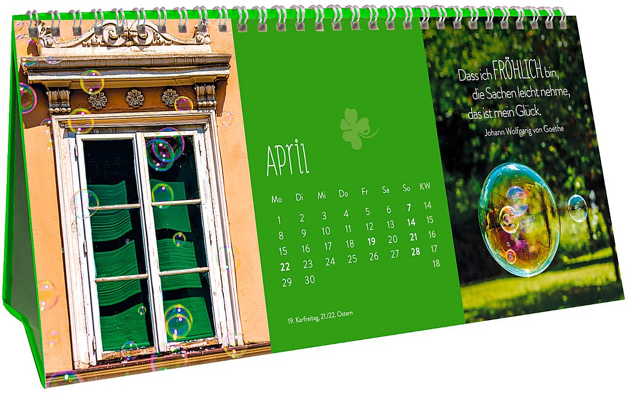 Glücksmomente für jeden Tag 2019: 3-teiliger Tischkalender mit Monatskalendarium