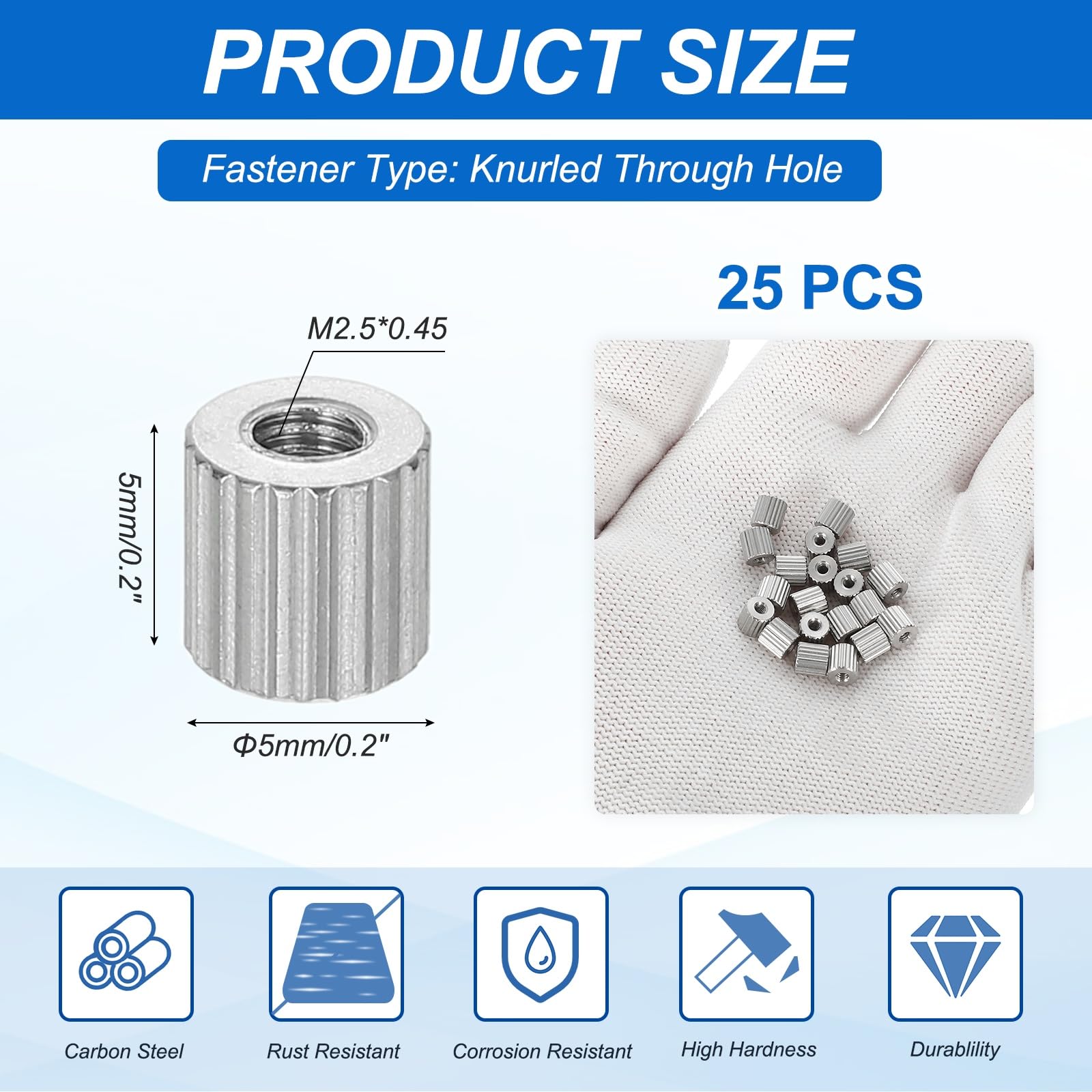 PATIKIL M2.5 Knurled Thumb Nuts - Image 2