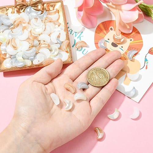 Miniatura 3 de LiQunSweet 100 cuentas de vidrio de lámpara de colores mixtos hechas a mano con luna creciente celestial, cuentas espaciadoras sueltas para hacer