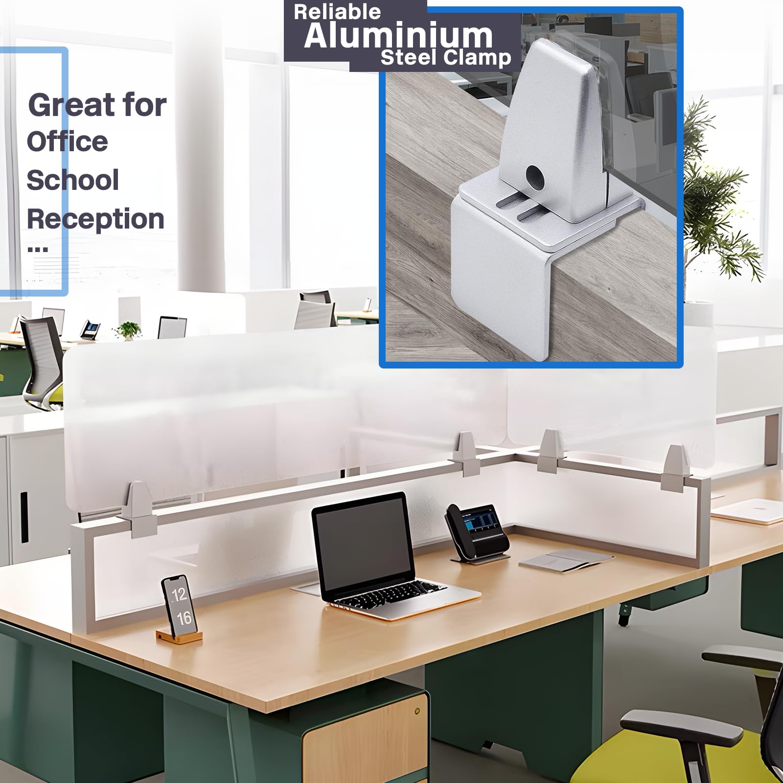 Pince De Support De Protection Contre Les éternuements Avec Base De Support Stable Et Autonome, Pince De Séparation De Bureau Amovible Pour Plexiglas Acrylique Robuste Pour Comptoir De Bureau