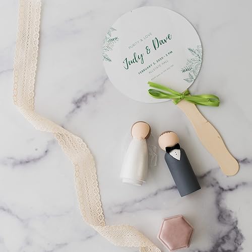 Miniatura 6 de Manijas de abanico de madera negras de 8 pulgadas, programas de boda, paquete de 75, palitos de paleta de manualidades jumbo para paletas de