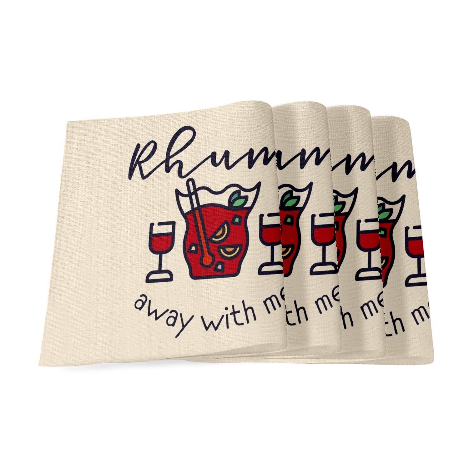 Sets de table en lin Rhum Away avec humour pour animer vos apéros entre amis