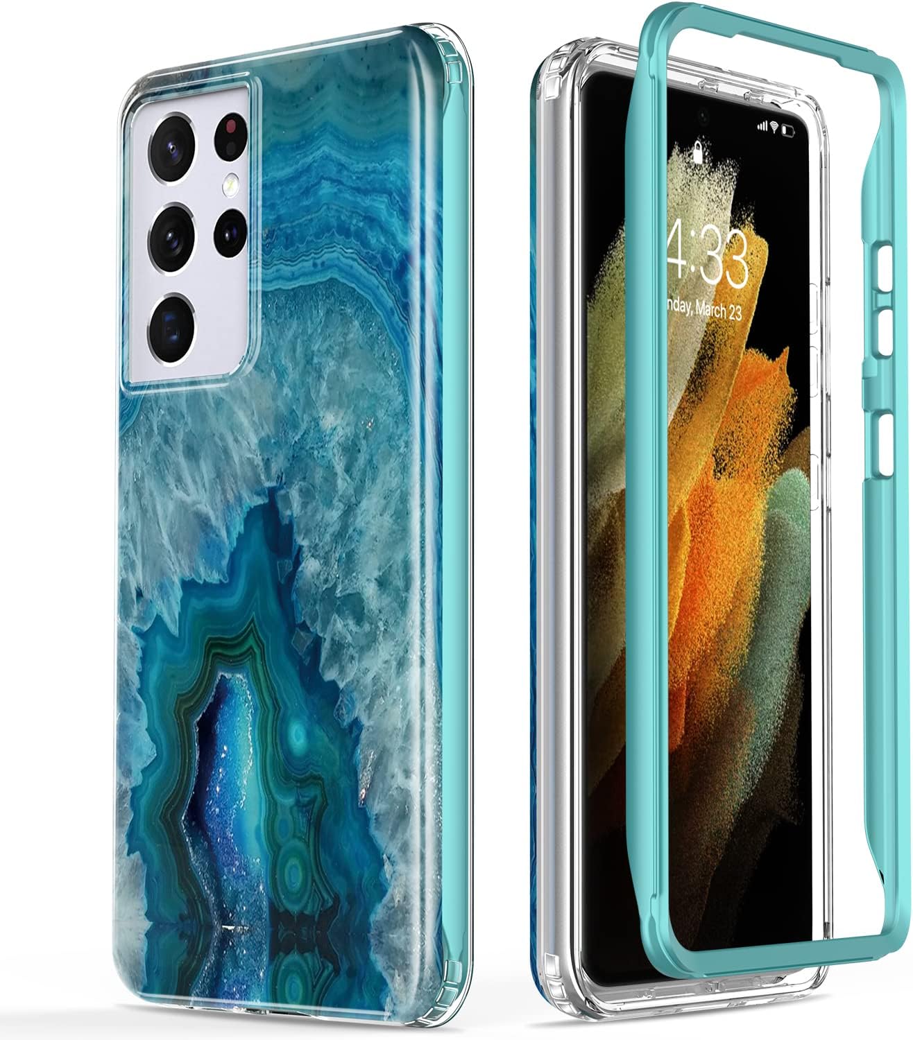 Esdot for Samsung Galaxy S21 Ultra Case,Military Grade Passing 21ft Drop Test,Rugged Cover with Fashionable Designs for Women Girls,Protective Phone Case for Galaxy S21 Ultra 6.8" Agate Stone