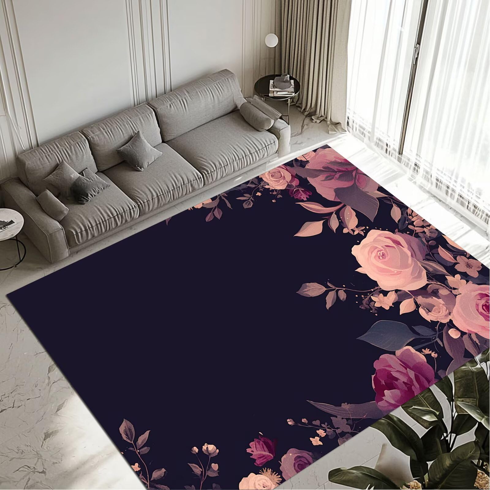 Tapis Flowers lavable rug pour décoration de salon et chambre 12-428