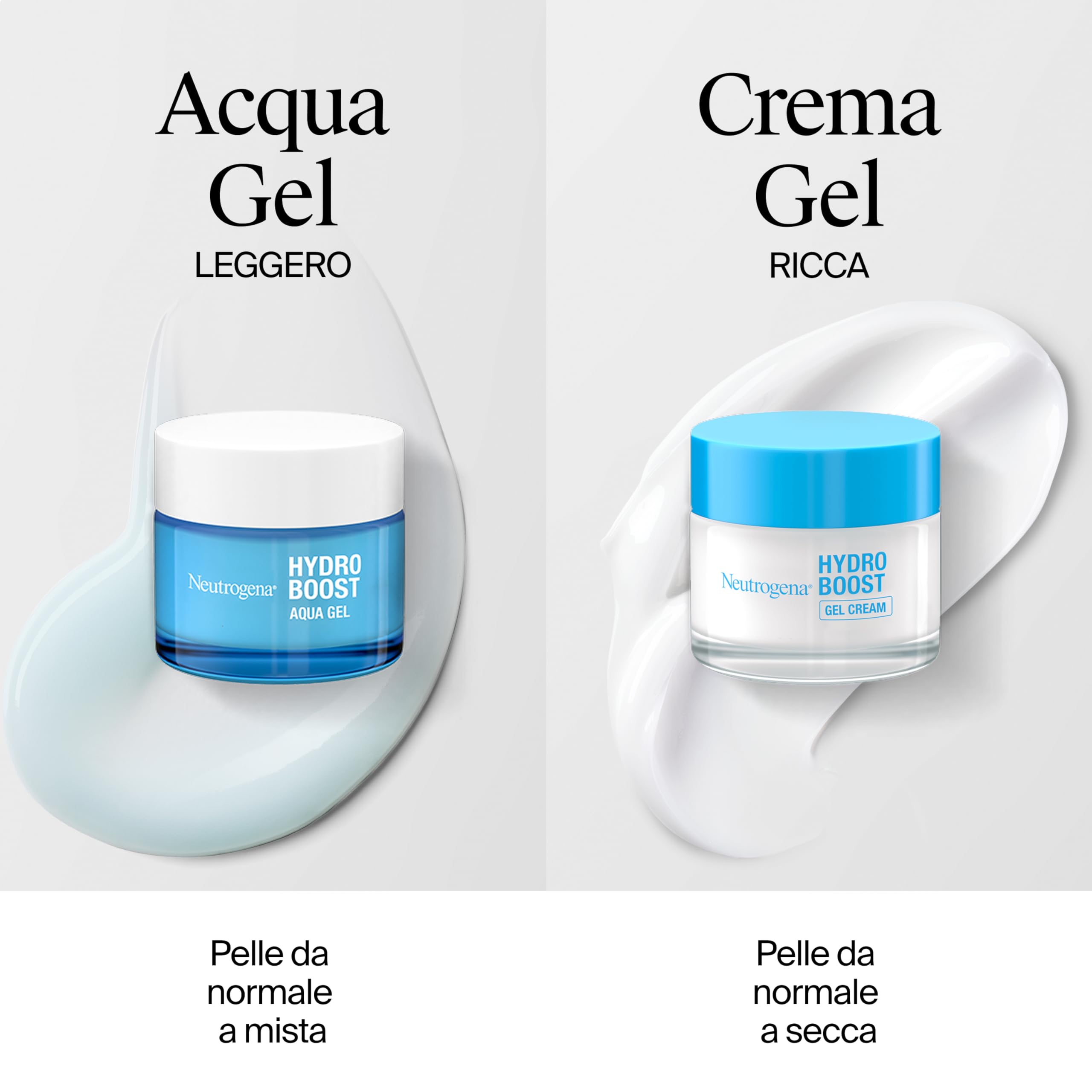 Neutrogena Hydro Boost Acqua Gel, Crema idratante viso in gel leggero a base acqua, Crema viso Acido Ialuronico per un'idratazione intensa, Ideale per pelle mista e sensibile, 50 ml