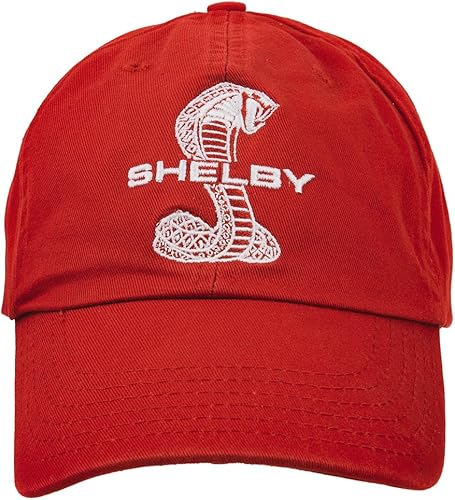 Shelby Cobra Snake - Gorra de béisbol con sombrero rojo lavado Producto oficial Shelby Ajustable, talla única Cierre Tri-Glide con hebilla de