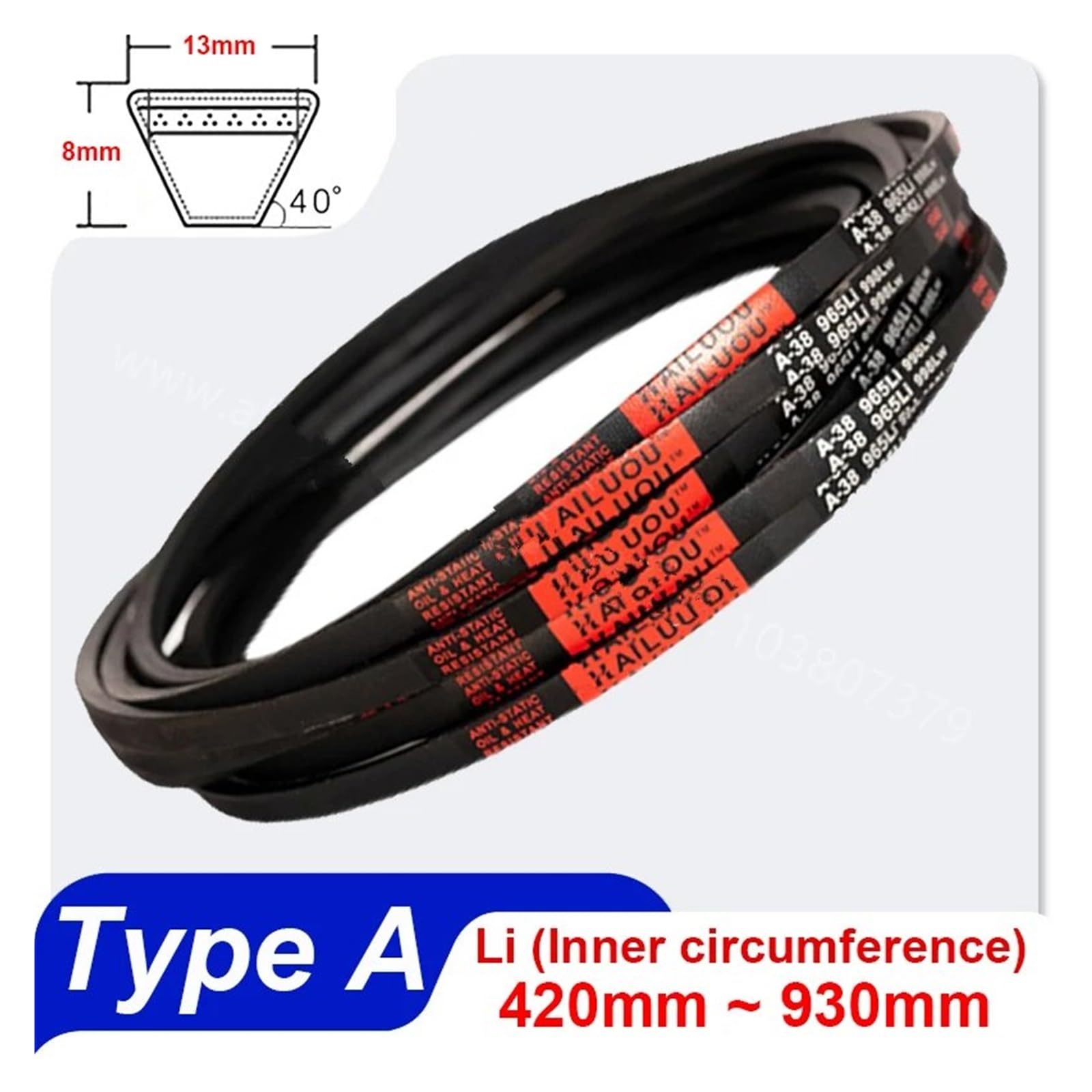 a V, Tipo A, Cinghie di Trasmissione in Gomma, Li 420 464 480 540 584 600 635 670 686 830 930mm Resistente al Calore dell'olio (1 Pezzo_Tipo A/Li 686mm)