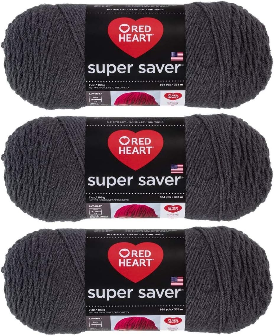 Bulk Buy: Red Heart Super Saver Yarn (3-Pack) Charcoal E300-3950