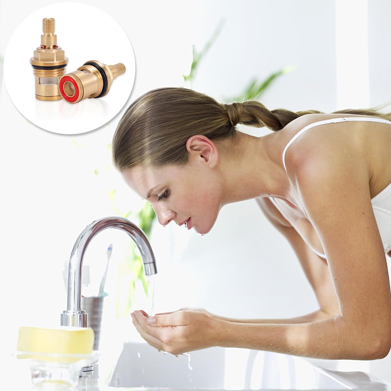 2 Stück Wasserhahn Ventiloberteil 1/2 Zoll - 90° Drehung Für Küche & Garten