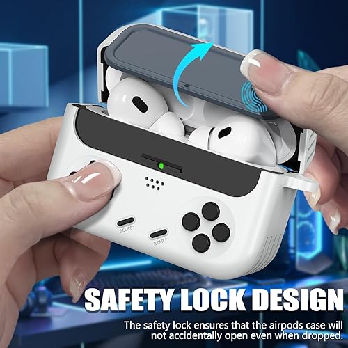 Miniatura 2 de Con bloqueo anticaídas Funda para Inesore AirPods Pro de 21 generación, funda clásica de diseño de consola de juegos portátil, funda protectora de