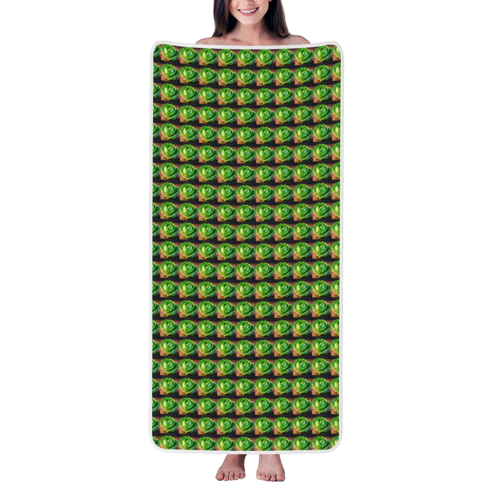 JBJGKHLP Bright Cabbage Print Women Men Couples Coral Velvet Bath Towel Ultra-Soft For Home Bathroom Travel