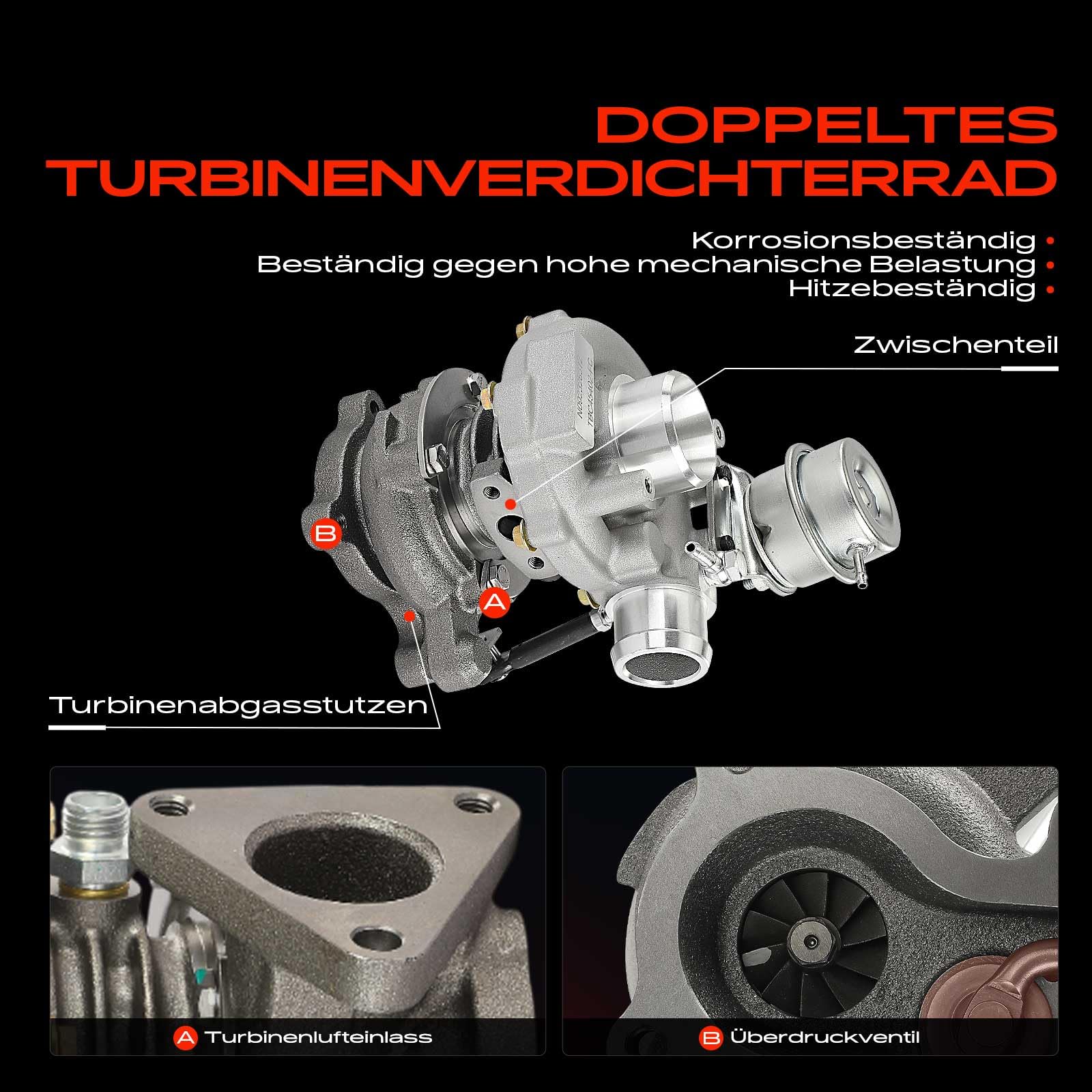 Frankberg Turbocompressore a gas di scarico con guarnizioni diesel | 038145701A; Compatibile con: Golf IV Variante 1J5, B.o.r.a 1J2, A3 8L1, O.c.t.a.v.i.a I 1U2, Toledo II 1M2