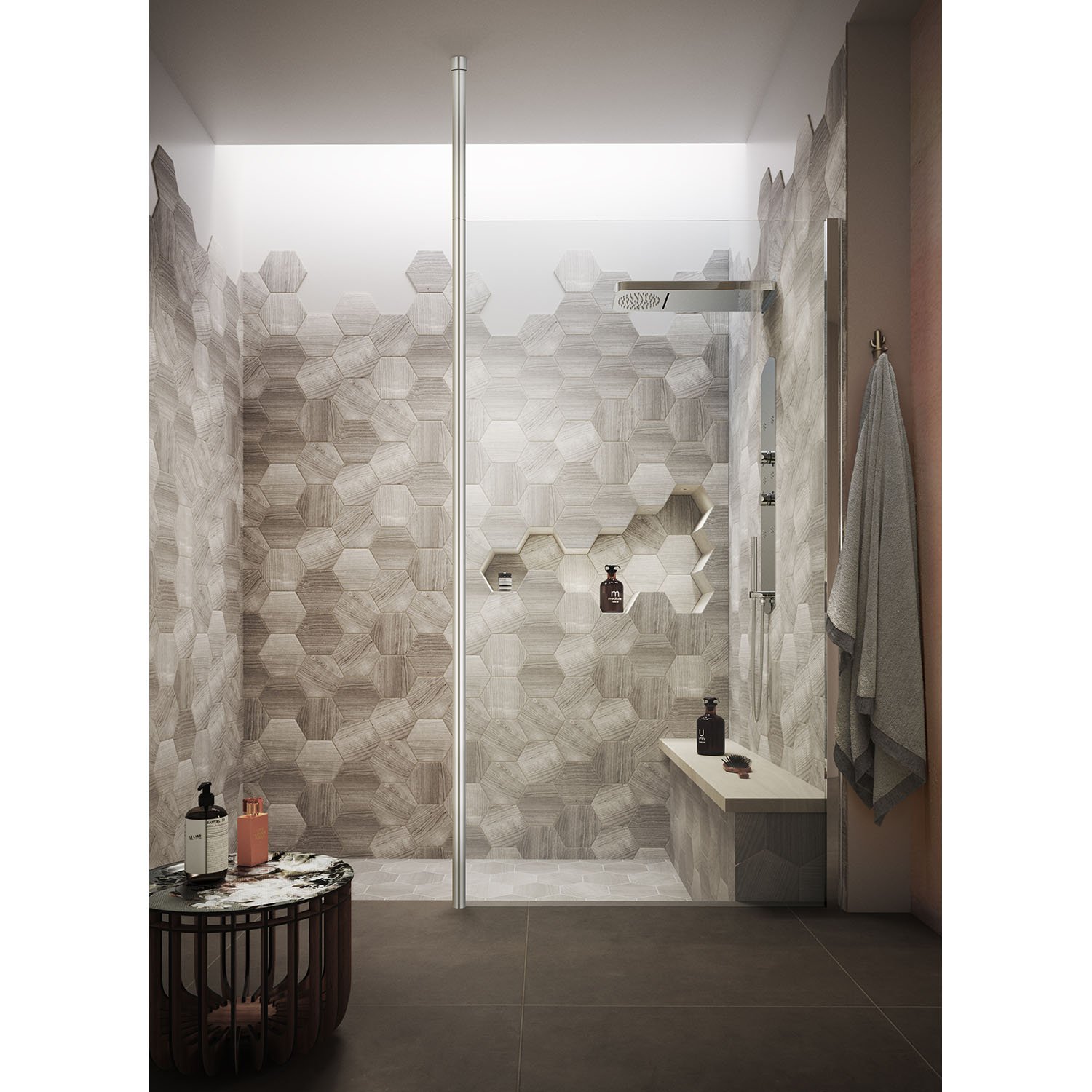 Nuie Wetroom Screen Ceiling Post - 3000mm - Polished Chrome - Silver