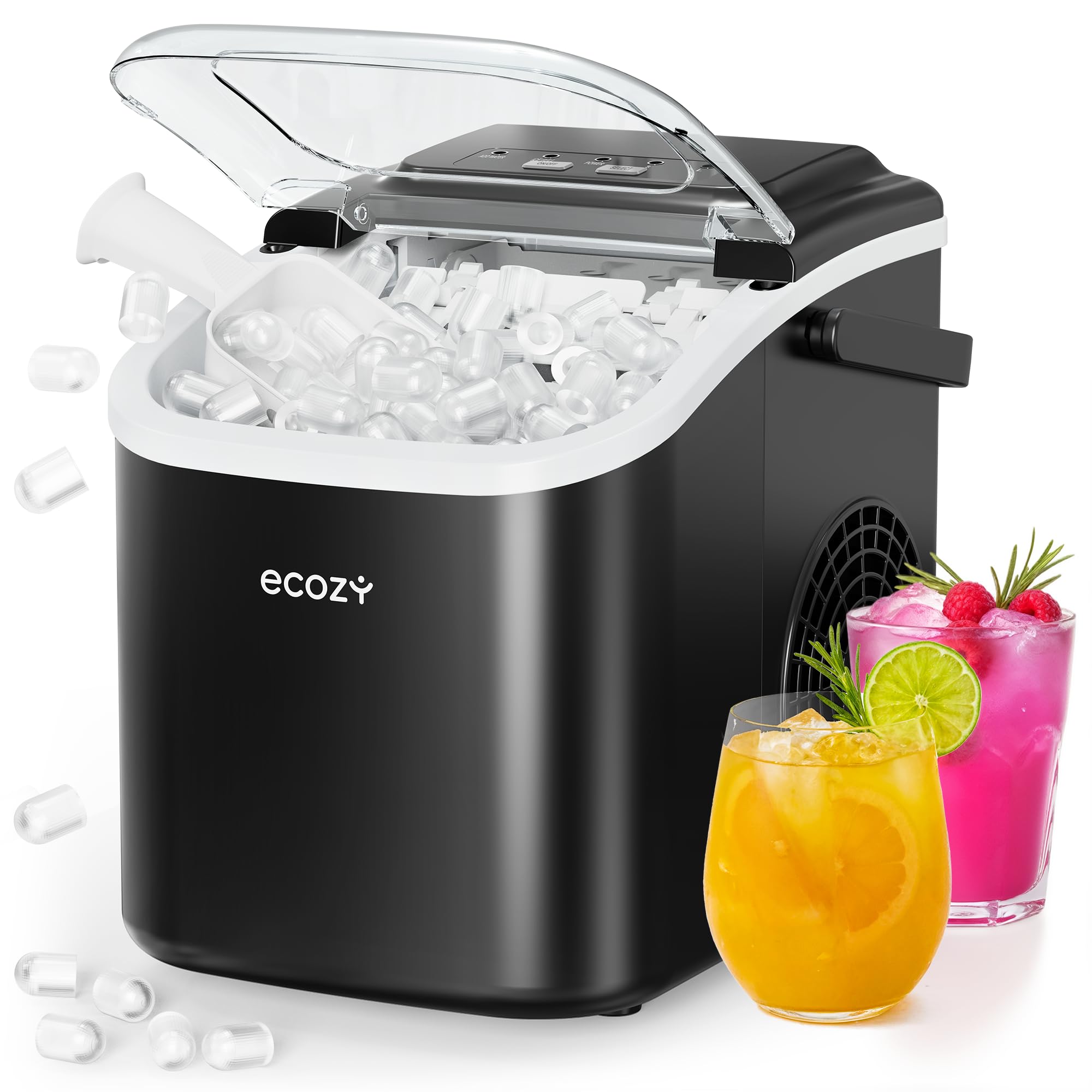 ICE ページ♡ ecozy Portable Ice Makers Countertop, 8 Cubes in 6 Mins, 26lbs/Day