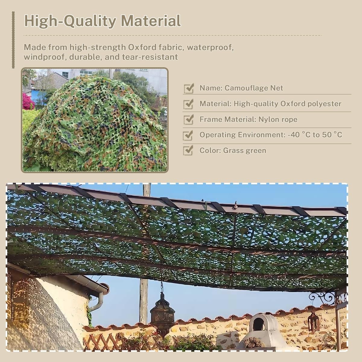 Rete Mimetica 10x11 m, Mimetica Militare per Caccia, tiro, equipaggiamento Militare, Campeggio, Giochi all'aperto per Bambini, Copertura Decorativa Resistente.