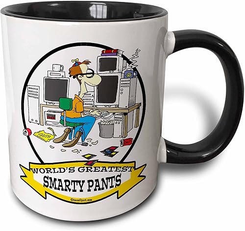 3dRose dooni diseños Worlds Greatest CartoonsFunny Worlds Greatest Smarty Pants Hombres Dibujos AnimadosTazas, NegroBlanco