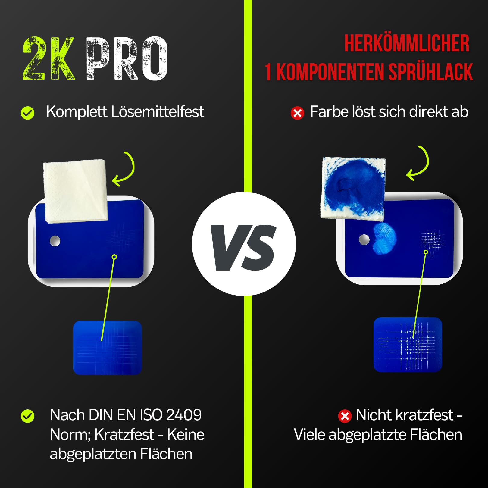 2K Spraydose 250ml - 2 Komponenten Sprühlack, Schnelltrocknender Spritzlack, UV-Beständig, Stoss- und Kratzfest | RAL9005 - Tiefschwarz Glanz