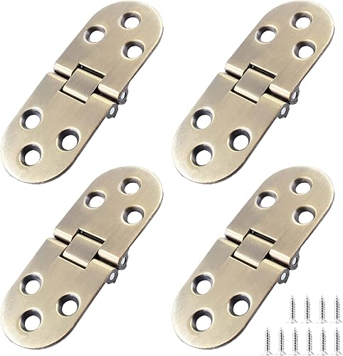 Miniatura 7 de Auvotuis 4 bisagras de mesa plegables resistentes, para máquina de coser de bronce, bisagra superior abatible de aleación de zinc, bisagra de