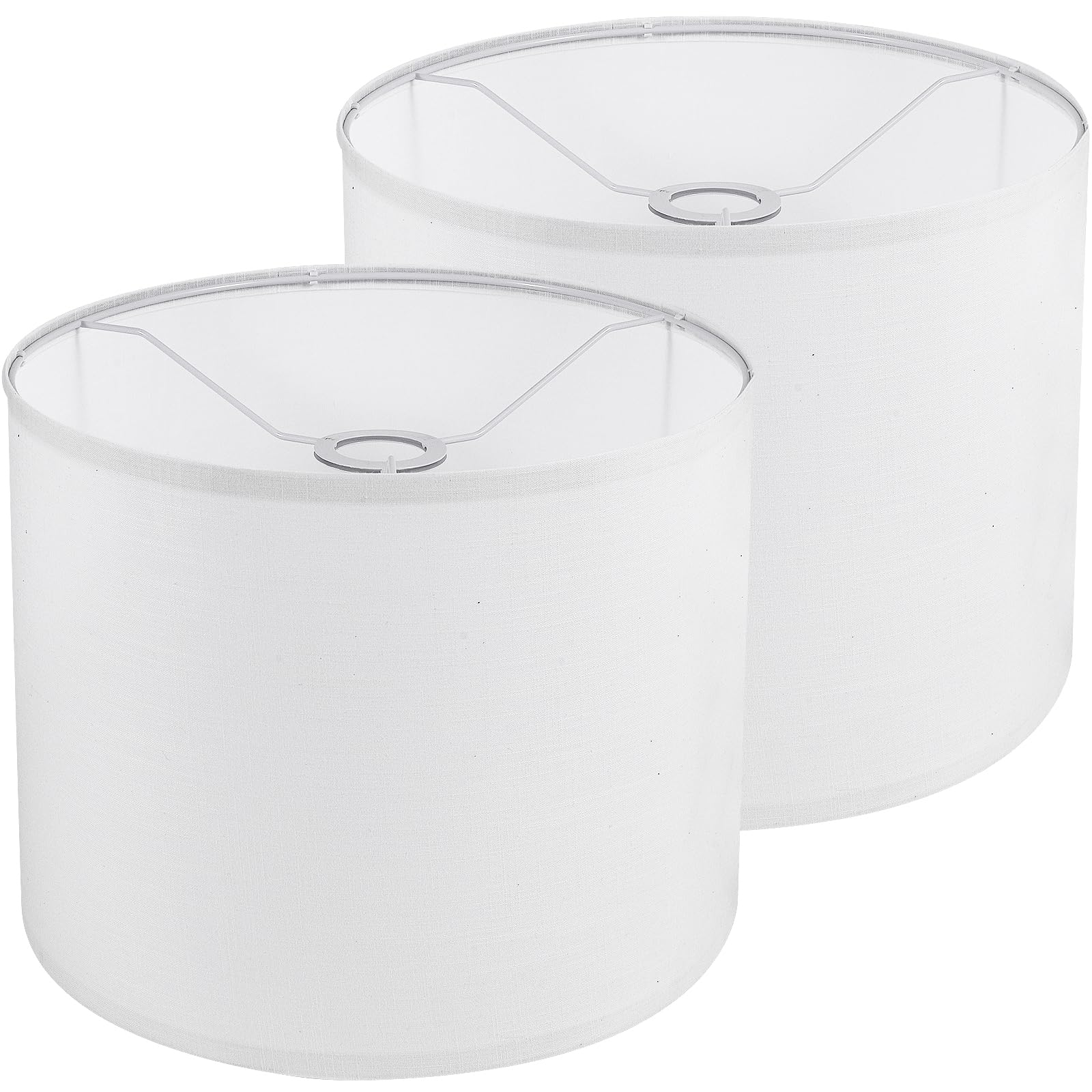 White Lamp Shades Set of 2, Drum Lampshades 13