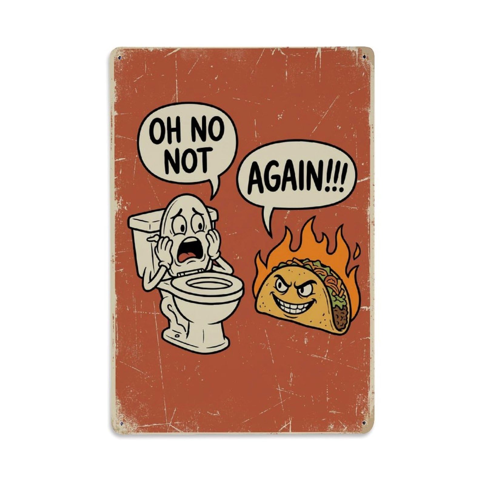 Oh No Not Again Funny Vintage Humorous Toilet Metal Tin Sign