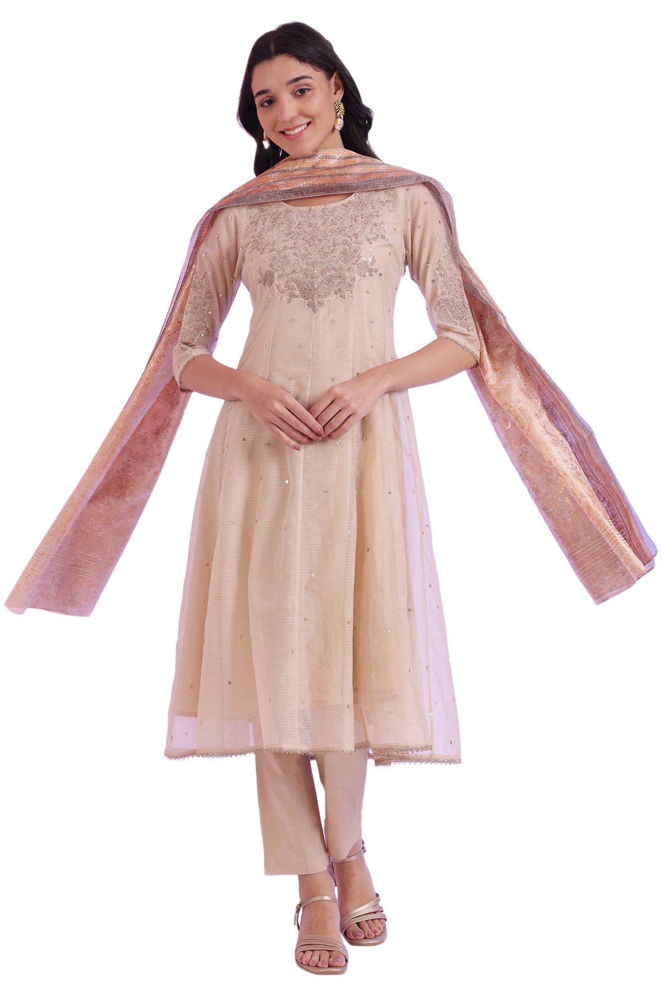 Women's Embroidered Anarkali with Trousers & Dupatta Set