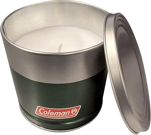 Coleman Vela de citronela para exteriores, vela decorativa de lata para patio, patio trasero, campamento y uso al aire libre, incluye tapa para