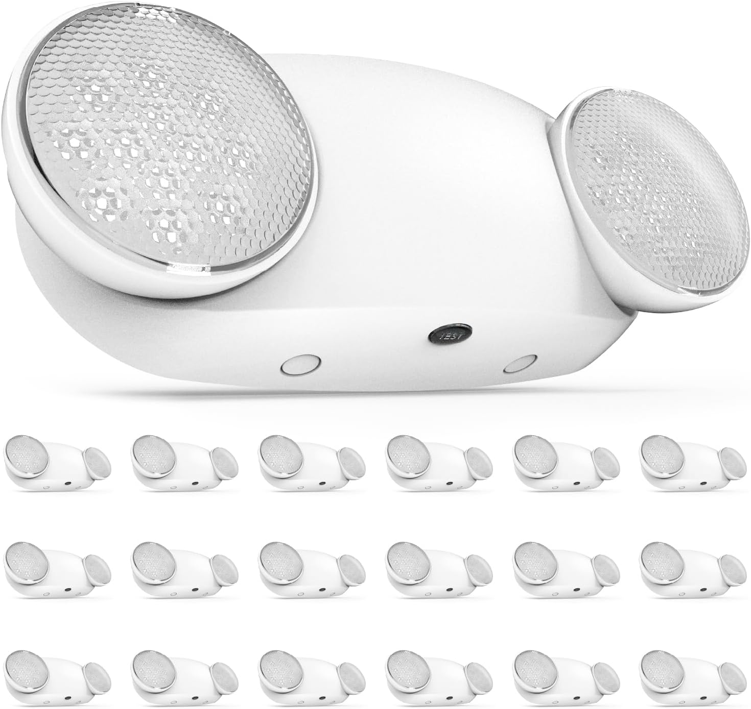 Sunco 6 Pack Emergency Light Outdoor LED, Backup Battery, Two Adjustable Bug Eye Head Lights, 94V-0 Fire Resistant, 6500K, 200 Lumens 120-277V, 2W, Wall Mount, White UL.