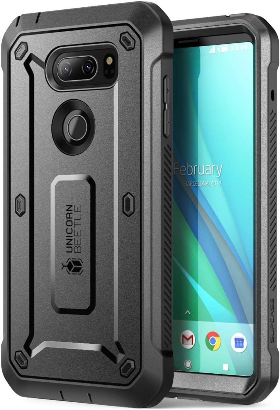 LG V30 Case, SUPCASE Full-body Rugged Holster Case with Built-in Screen Protector for LG V30, LG V30s,LG V30 Plus,LG V35,LG V35 ThinQ 2017 Release, Unicorn Beetle Pro Series (Black/Black)