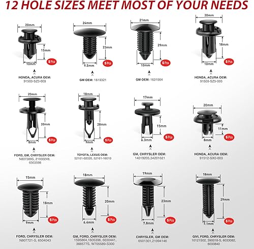 Miniatura 5 de Nilight Herramienta de extracción de recortes, 102 piezas, juego de clips de retención de parachoques de pasador automático, herramienta de