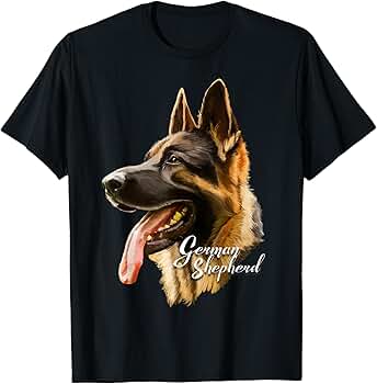 Amazon | 愛らしいジャーマンシェパード犬の側面図 Tシャツ | T