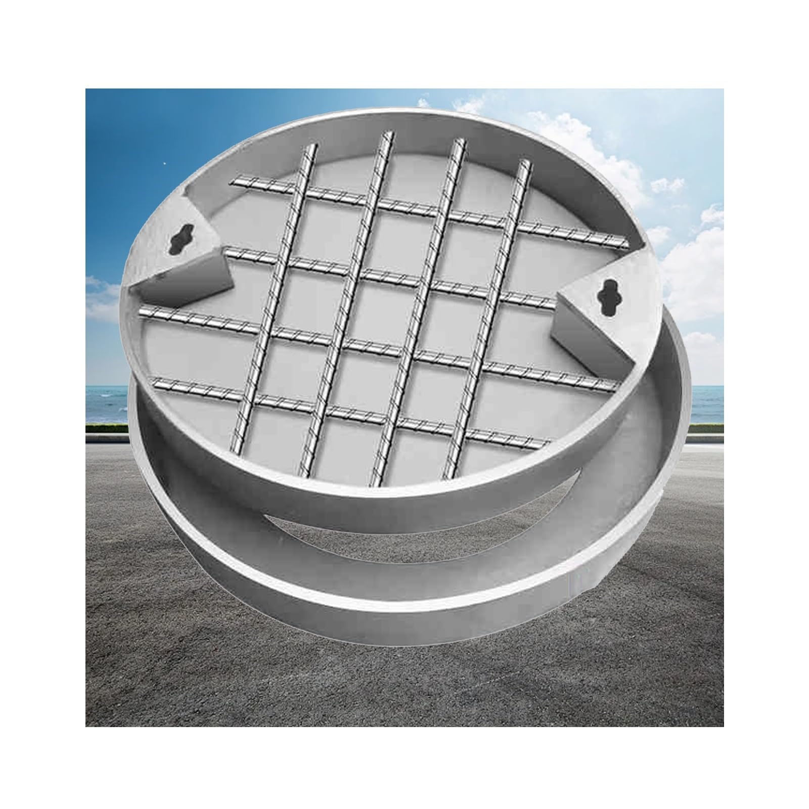 Plaque d'égout encastrée 80x80 cm en acier inoxydable 304 pour patio