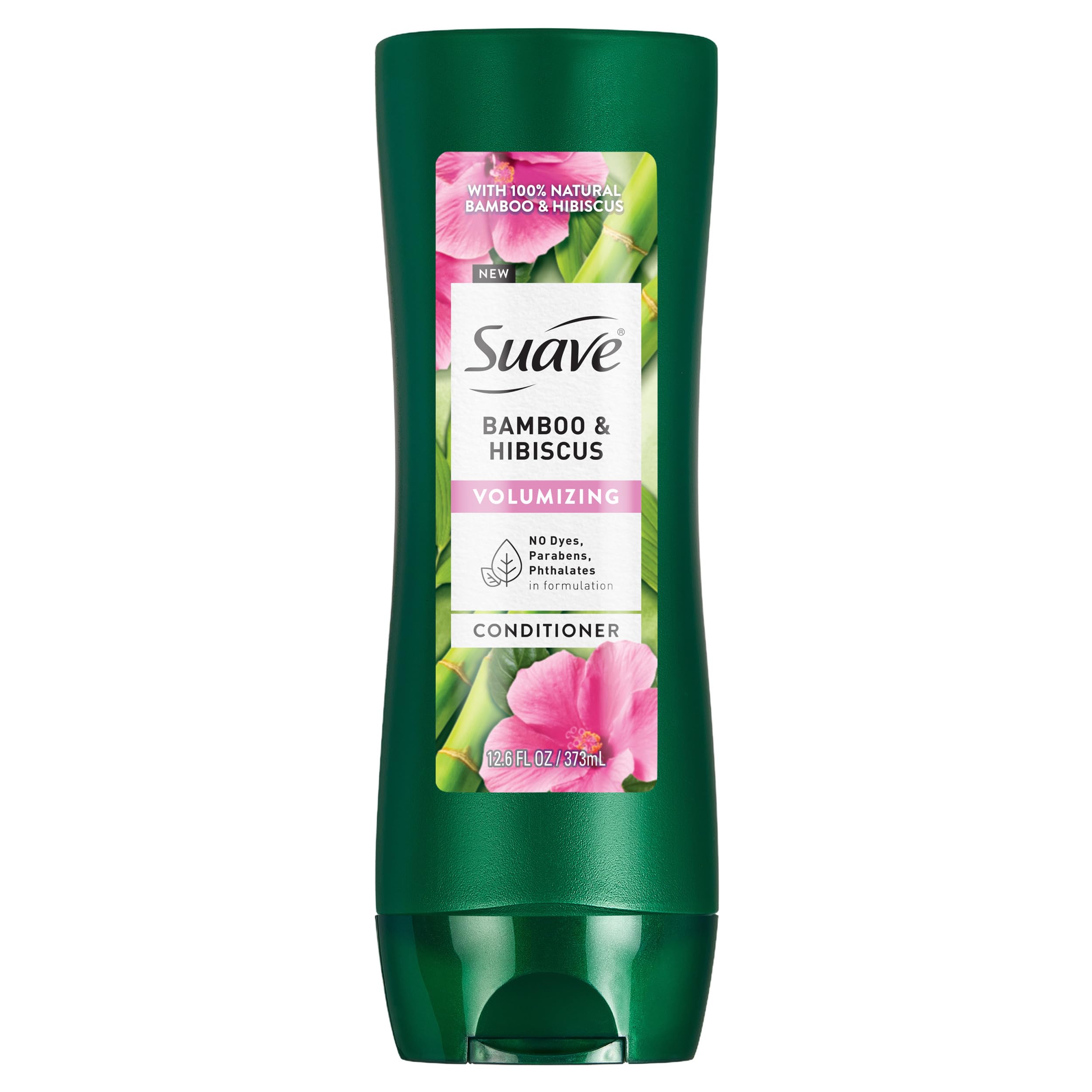 Suave Bamboo & Hibiscus Volumizing Conditioner, for Fine and Flat Hair, Salon Proven System for Boosting Hair Volume and Body, 12.6 oz