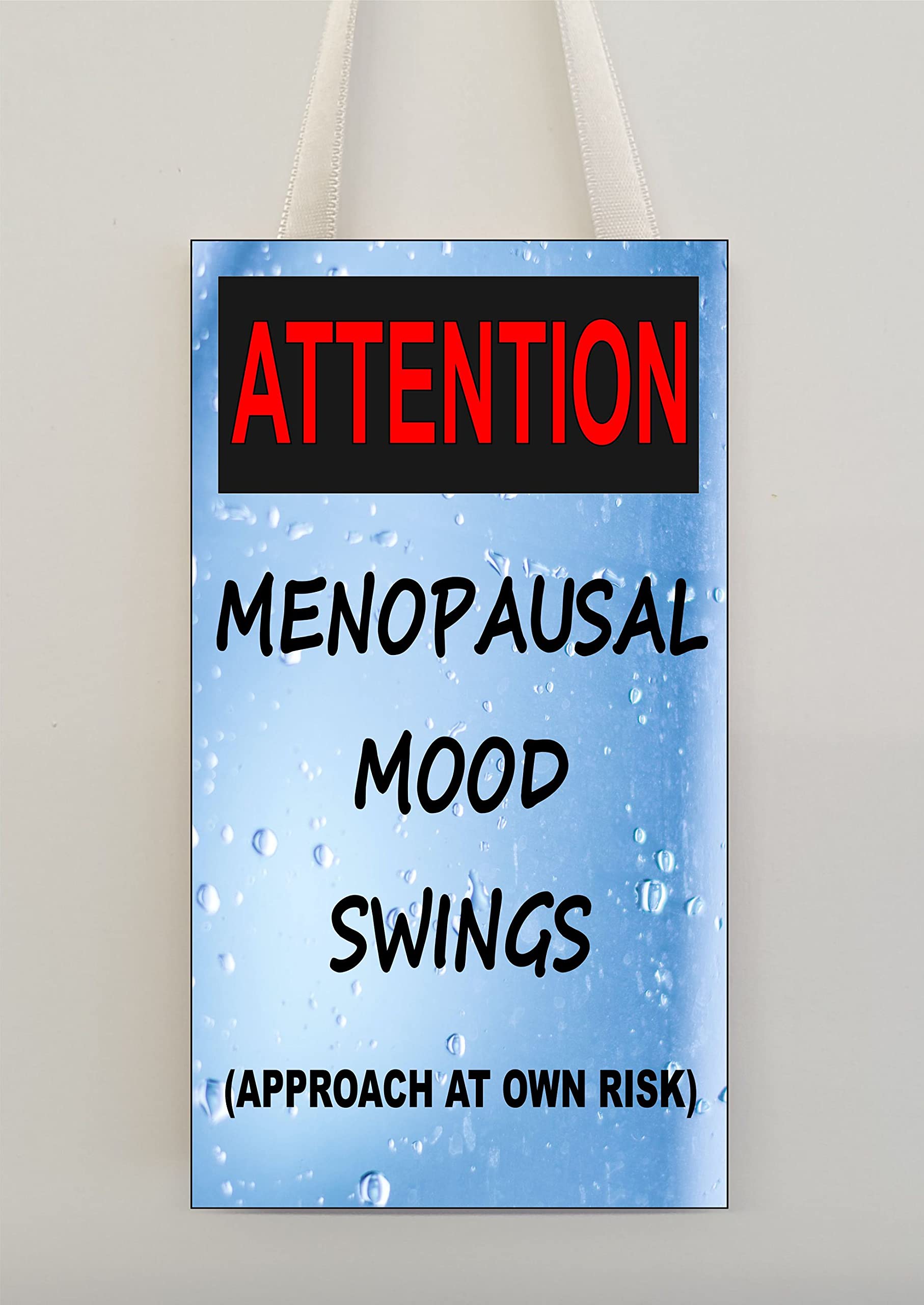 Decalarama Funny Menopause Plaque – Attention Menopausal Mood Swings - Gift Friendship – Funny Amusing Novelty Quote - Present Gift For Birthday Christmas