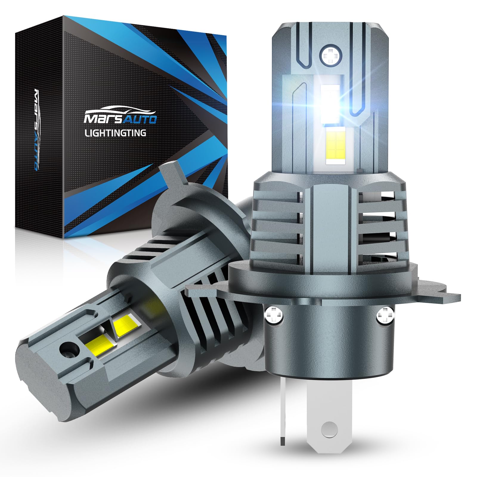 Marsauto H4 130000LM LED Bulbs 6000K Cool White, 2-pack
