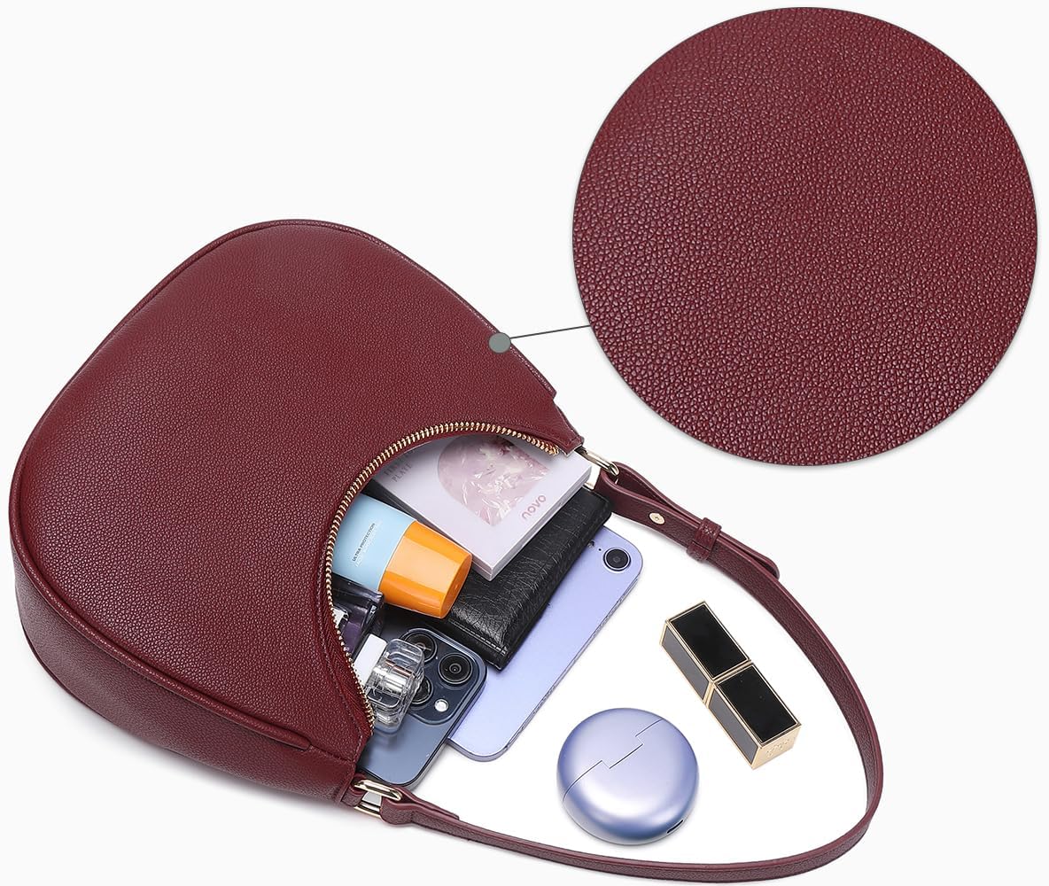 Crescent Shoulder Bags for Women Cute Hobo Tote Handbag Under the Arm Purses Mini Clutch Purse with Zipper Closure | Crescent, Cute, Under the Arm, Purses, Mini, with Zipper Closure - Image 6