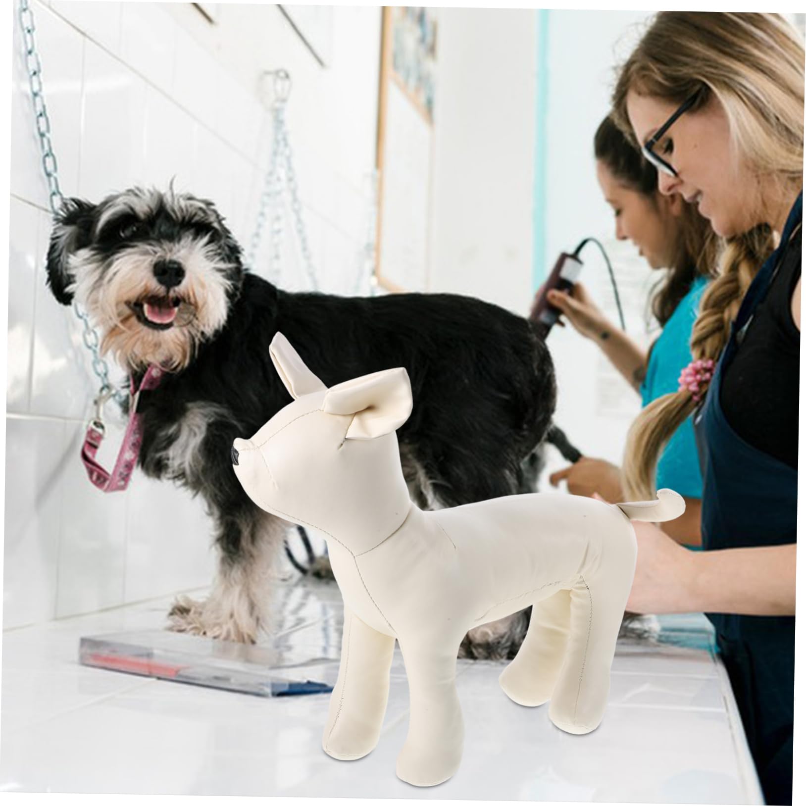 Cabilock Stehende Hunde Schaufensterpuppe zur Präsentation von Hundebekleidung aus Leder und Baumwolle Größe S Weiße Sitzende Hunde Schaufensterpuppe für Tiergeschäfte und Hundezubehör
