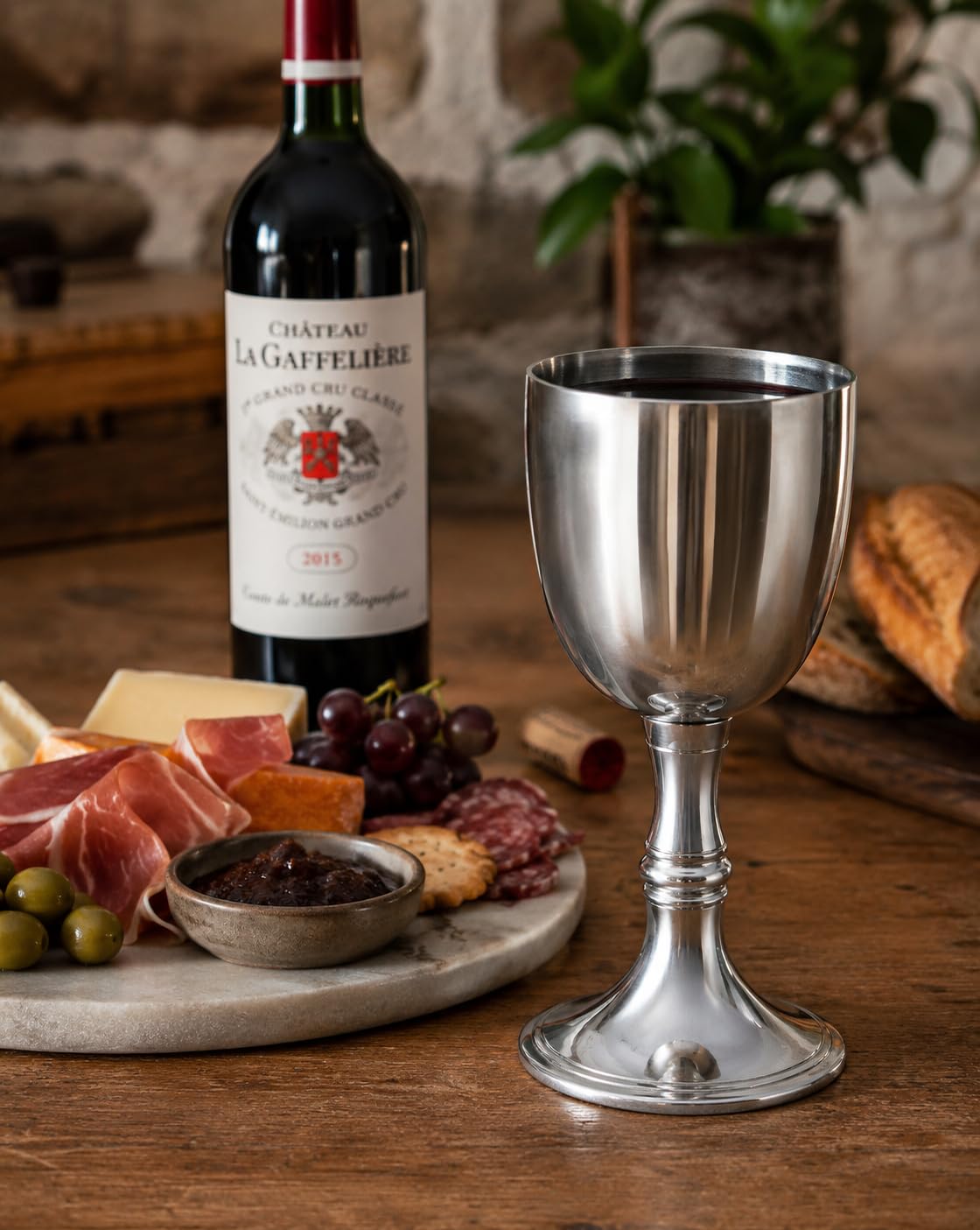 Wentworth Pewter Großer Zinn Weinkelch – Handgefertigt in England, 450 ml Polierter Weinpokal, Mittelalterlicher Kelch aus Zinn, Edles Geschenk für Weinliebhaber