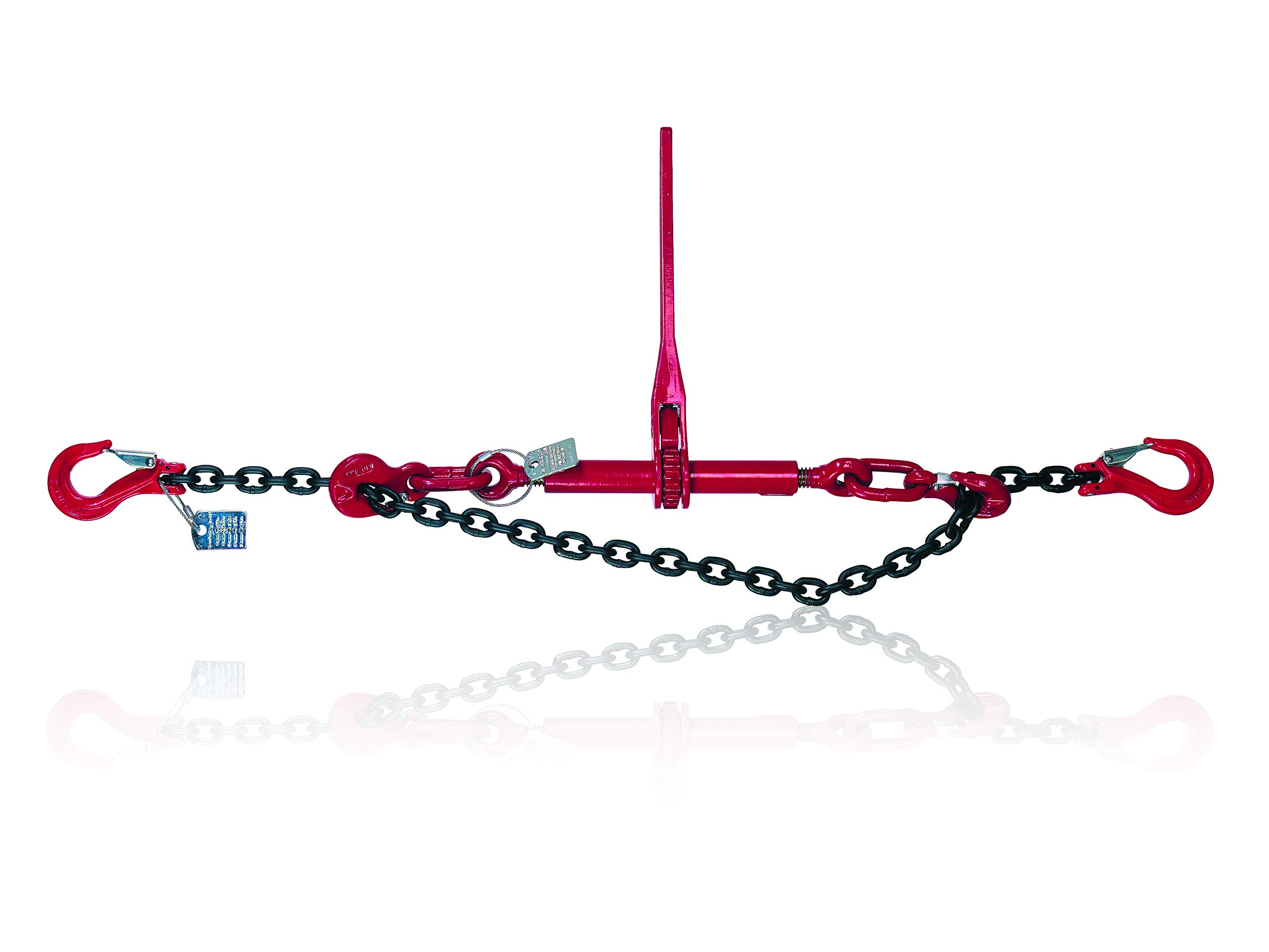 Dolezych Cadena de Amarre PowerLash L-150, 6300 Dan, 2 Piezas, con Gancho de Horquilla, 3,0 m de Longitud, Cadena 10-8, Negro/Rojo