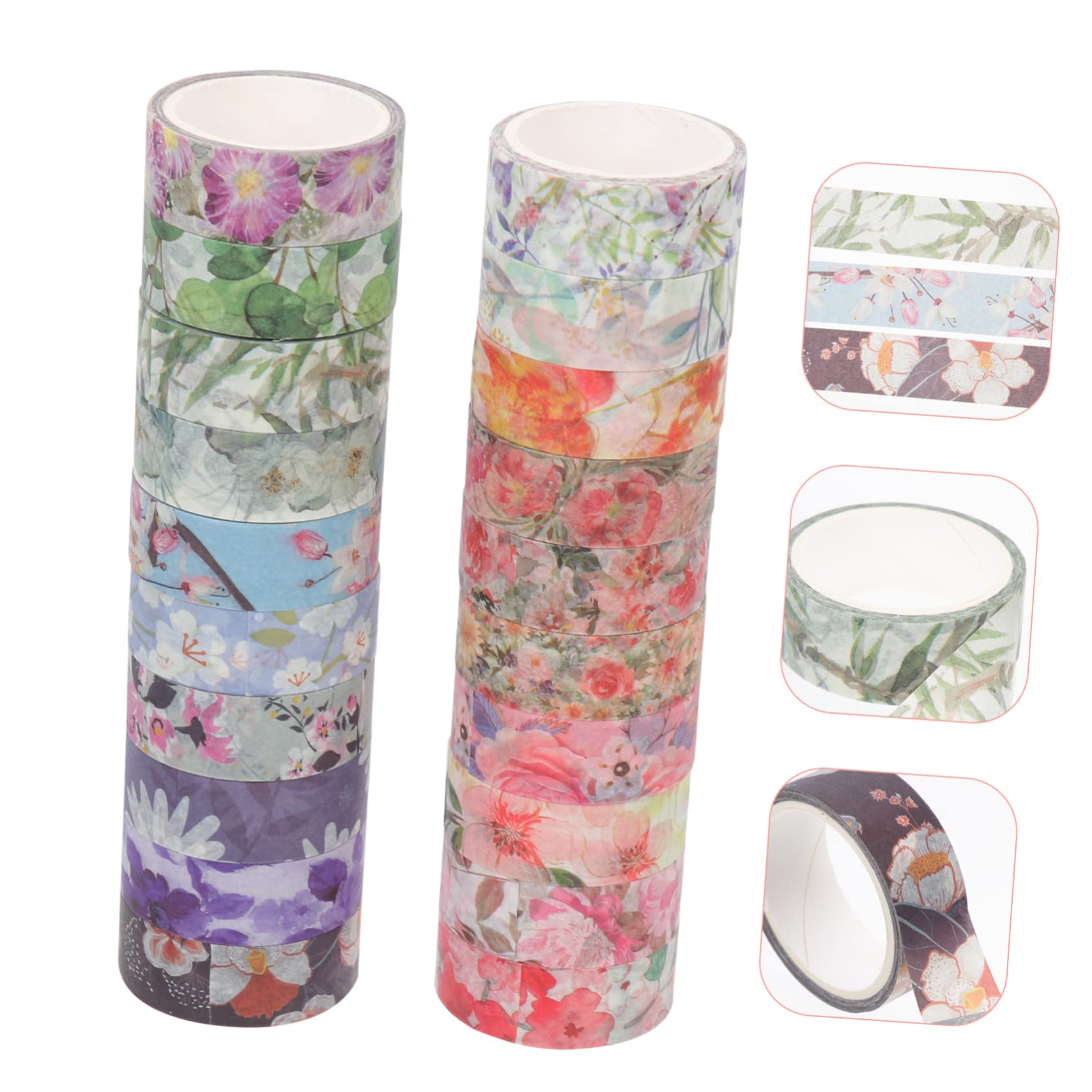 NUOBESTY 60rollen Floral Washi Tape Dekorative Klebebänder Für Scrapbooking Journaling Und Bastelprojekte Romantische Herz-designs Einfach Zu Verwenden Tragbar Und Vielseitig